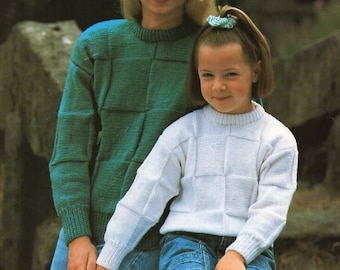 womens sweater KNITTING PATTERN pdf ladies patchwork round neck jumper 22-42 inch DK Lt. Worsted 8ply yarn pdf instant download