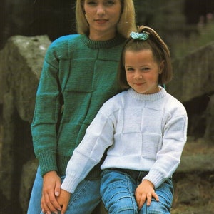 womens sweater KNITTING PATTERN pdf ladies patchwork round neck jumper 22-42 inch DK Lt. Worsted 8ply yarn pdf instant download