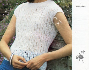 Vintage Lacy Knit Top Pattern: Sleeveless Summer Sweater (PDF Download)