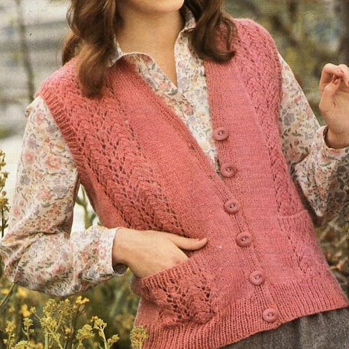 Womens Waistcoat Knitting Pattern PDF 