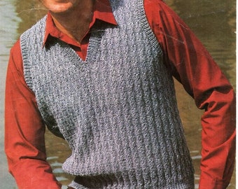 Mens Zip Neck Sweater Knitting Pattern Pdf Download DK Mans Jumpers 38 ...