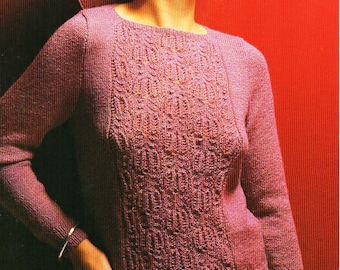 Vintage Lace Panel Sweater Knitting Pattern, 4 Ply (PDF Download)