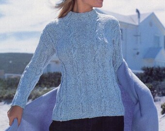 Womens Cable Knit Sweater Pattern, 32-42 inch (PDF Download)