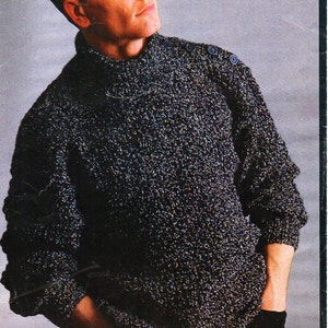 mens knitting pattern PDF mens ribbed sweaters mens rib jumper crew neck pullover 34-44&quot; chunky bulky 12ply Instant Download
