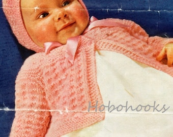 Vintage Baby Matinee Set Knitting Pattern, 18-20" (PDF Download)