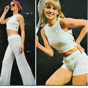 womens crochet shorts top trousers CROCHET PATTERN pdf ladies crochet pants 34-38" bust 36-40"hip thread crochet cotton pdf instant download