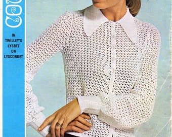 Vintage Crochet Blouse Pattern PDF, 32-38" (Instant Download)