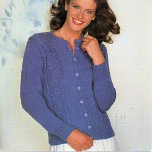 ladies DK cardigan knitting pattern pdf womens button through pattern panel jacket 32-38&quot; DK light worsted 8 ply pdf instant download
