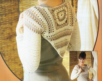 womens crochet shrug Crochet pattern PDF ladies crochet motif bolero Size 6-20 4ply sport Instant Download