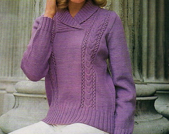 Womens Aran Sweater Knitting Pattern Pdf Ladies Cable Jumper 32-42 Aran ...