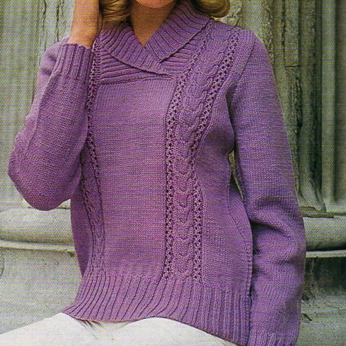 Ladies Shawl Collar Sweater Knitting 