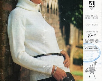 womens 4ply / DK polo neck sweater knitting pattern PDF ladies polo neck jumper 30-44" womens knitting patterns pdf instant download