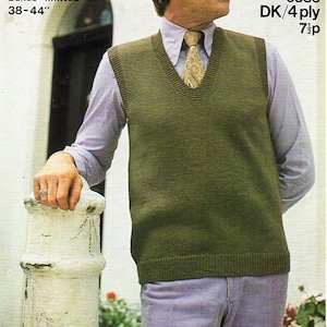 Vintage Mens Slipover Knitting Pattern Pdf Mens Sleeveless Pullover ...