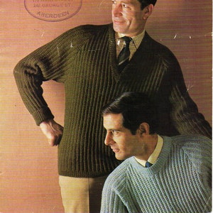 vintage mens sweater knitting pattern pdf mens ribbed jumper rib pullovers 36-42&quot; DK light worsted 8ply pdf instant download
