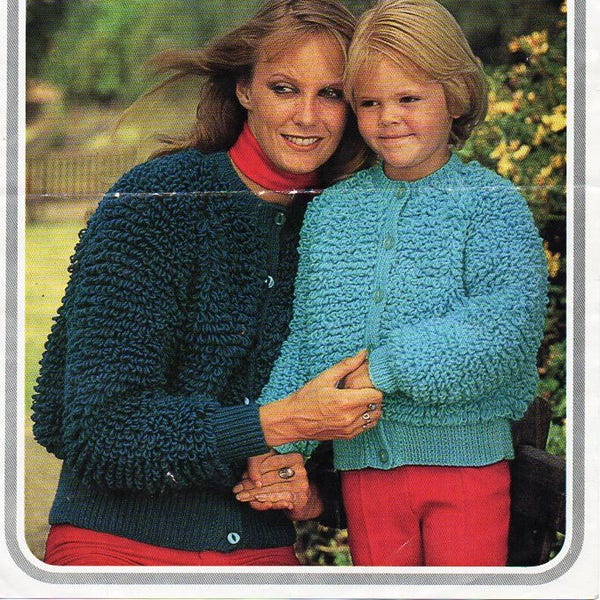 vintage ladies loop stitch jacket knitting pattern pdf DK womens loopy cardigan 1970s 24-38" DK light worsted 8ply pdf instant download