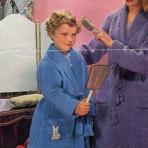 Vintage Womens Dressing Gown Knitting Pattern Pdf Ladies Etsy