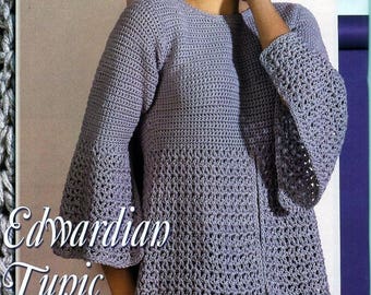 womens crochet tunic sweater pattern CROCHET PATTERN pdf ladies crochet top 36-52" larger sizes aran worsted 10ply pdf instant download