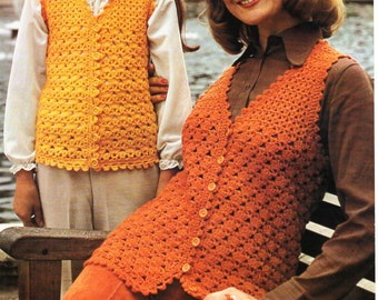 Vintage Crochet Waistcoat Pattern, Ladies' Vest (PDF Download)