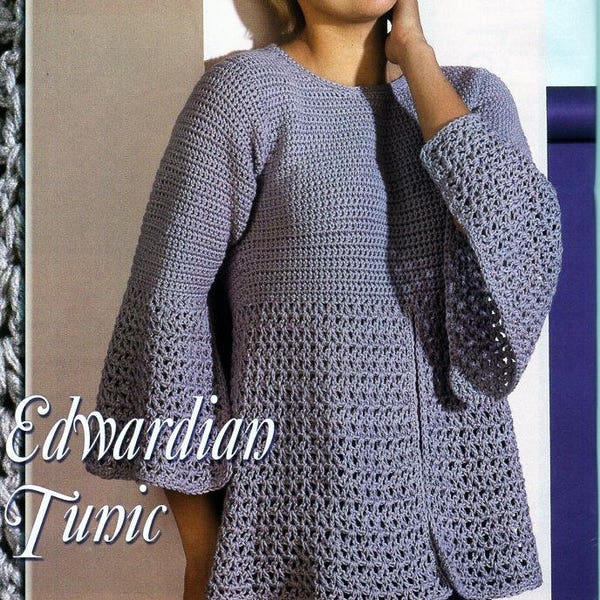 womens crochet tunic sweater pattern CROCHET PATTERN pdf ladies crochet top 36-52" larger sizes aran worsted 10ply pdf instant download