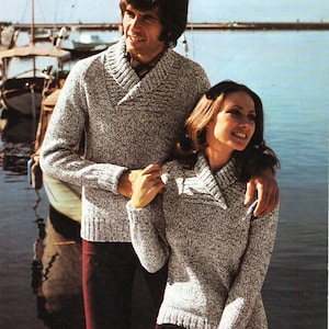 Ladies shawl collar jumper knitting pattern top