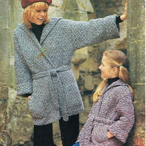 womens long belted jacket knitting pattern pdf ladies coat with belt belted cardigan 28-38&quot; chunky bulky pdf Instant Download