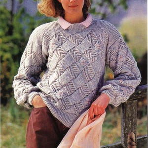 womens knitting pattern pdf download womens entrelacs sweater ladies squares jumper 29-43" DK light worsted 8ply pdf instant download