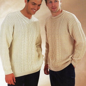 mens aran sweater waistcoat knitting pattern pdf DK mans cable jumpers vest 38-48 inch DK light worsted 8ply Instant Download