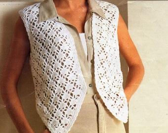 ladies crochet waistcoat pattern crochet pattern pdf womens crochet vest  30-44" cotton DK light worsted 8 ply pdf download