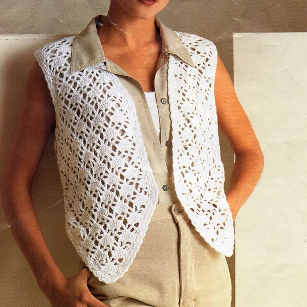 ladies crochet waistcoat pattern crochet pattern pdf womens crochet vest  30-44" cotton DK light worsted 8 ply pdf download