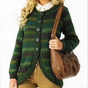 womens cardigan knitting pattern pdf ladies jacket cutaway front round neck 32-42&quot; DK light worsted 8ply instant download