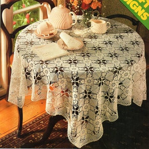 vintage crochet tablecloth napkins CROCHET PATTERN pdf square filet crochet table cloth 45.5&quot; napkins 13.5&quot; thread crochet instant download