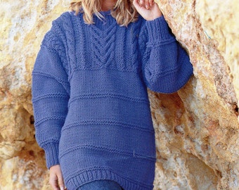 Super Chunky Sweater Knitting Pattern, Ladies Baggy Jumper (PDF Download)