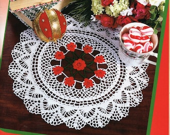 crochet rose doily pattern crochet pattern pdf crochet doily flower doily thread 3ply crochet cotton 12.5" pdf Instant Download