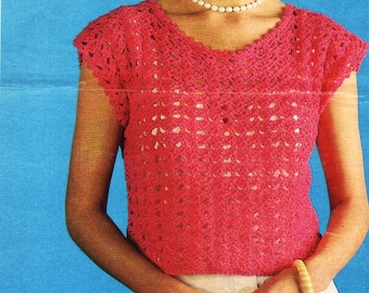 womens crochet top pattern CROCHET PATTERN pdf ladies crochet sweater sleeveless 34-38" DK light worsted 8ply pdf instant download