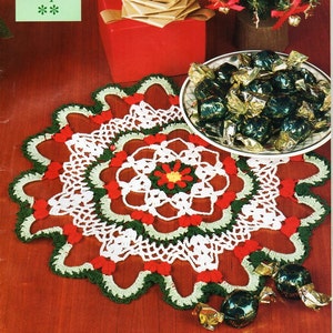 Christmas crochet doily crochet pattern pdf crochet centrepiece mat crochet 13.5 inch diameter thread 3ply cotton size 10 instant download