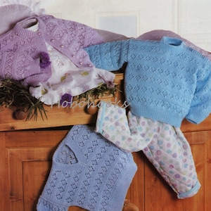 baby sweater cardigan knitting pattern pdf 4ply baby jumper jacket lacy sweater lacy cardigan 16-22&quot; 4ply fingering pdf instant download