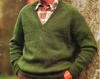 Mens Classic V Neck Sweater Knitting 
