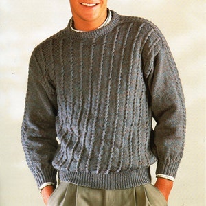 Mens Sweater Knitting Pattern PDF Mens Crew Neck Jumper Textured ...