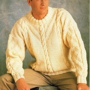 Mens Chunky Cable Sweater Knitting Pattern PDF Mens Cable Crew - Etsy UK