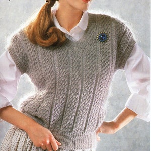 womens slipover top knitting pattern pdf mohair DK ladies short sleeve top v neck 30-40&quot; mohair DK light worsted 8ply pdf instant download