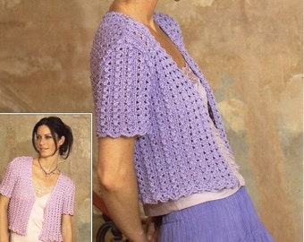 womens lacy short sleeve cardigan knitting pattern PDF DK ladies bolero lace jacket 28-38" DK light worsted 8ply pdf instant download