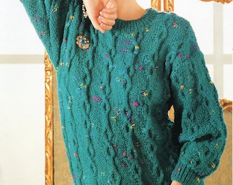 Vintage Cable Knit Sweater Pattern, Ladies Jumper (PDF Download)