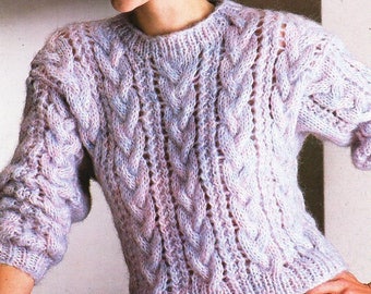 womens cable sweater knitting pattern pdf chunky ladies cable jumper 32-42"  chunky bulky womens knitting pattern pdf instant download