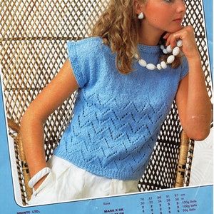 womens top knitting pattern pdf ladies short sleeve sweater jumper 30-38&quot; DK light worsted 8ply pdf Instant Download