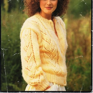 womens lacy cardigan knitting pattern pdf ladies jacket 32-40&quot; chunky bulky 12ply pdf instant download