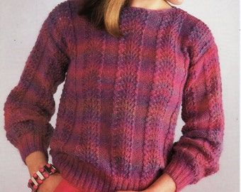 Womens Lacy Sweater Knitting Pattern, 4ply, textured 30-40 inch (PDF Download)
