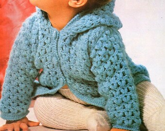 Vintage Baby Crochet Hooded Jacket Pattern (PDF Download)