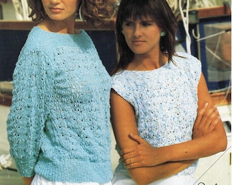 womens lacy sweater top knitting pattern pdf ladies jumper sleeveless summer top 30-42" DK light worsted 8ply pdf instant download