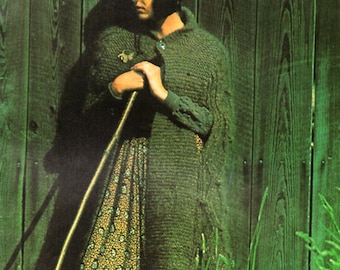 Vintage Mohair Cable Knit Cape Pattern, Chunky Ladies Cape (PDF Download)