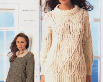 Womens Aran Cable Knit Sweater Pattern (PDF Download)